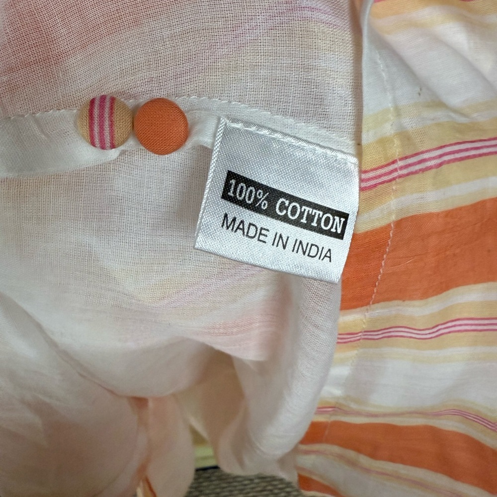 Olivia James The Label Ro Short Dress Orange Wide Stripe Size Large 100% Cotton - Picture 3 of 5